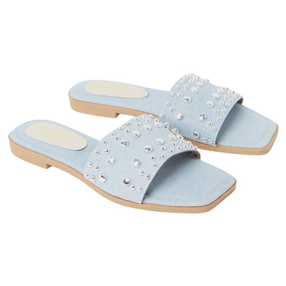 Denim - Front - Faith Womens-Ladies Madden Studded Sandals