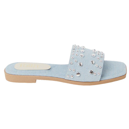 Denim - Back - Faith Womens-Ladies Madden Studded Sandals