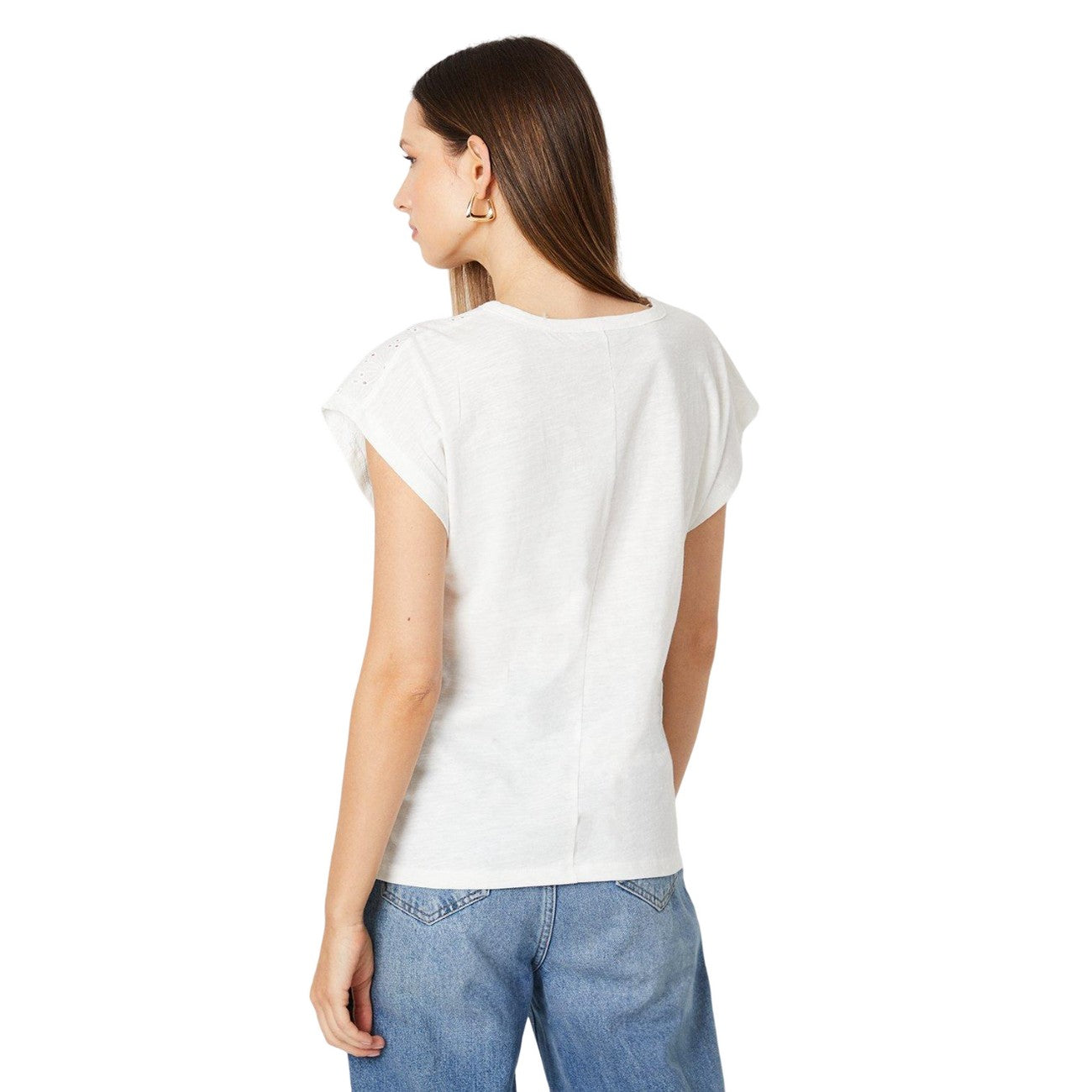 Ivory - Back - Dorothy Perkins Womens-Ladies Broderie Yoke Detail Top
