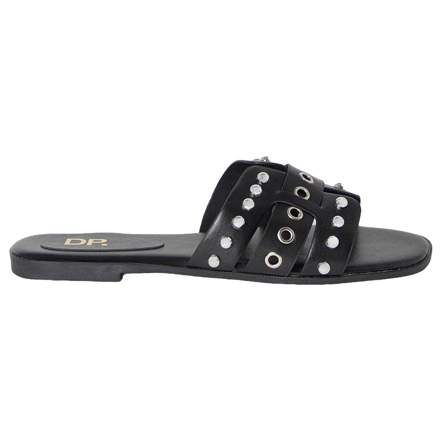 Black - Back - Dorothy Perkins Womens-Ladies Follie Studded Wide Sandals