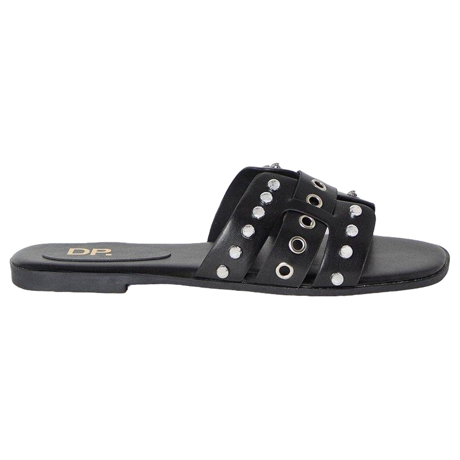 Black - Back - Dorothy Perkins Womens-Ladies Follie Studded Wide Sandals