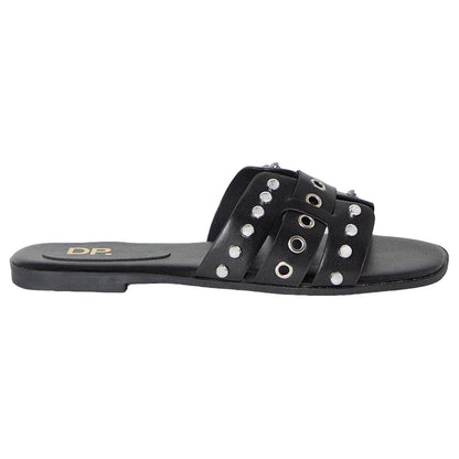 Black - Back - Dorothy Perkins Womens-Ladies Follie Studded Wide Sandals