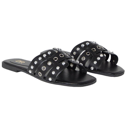 Black - Front - Dorothy Perkins Womens-Ladies Follie Studded Wide Sandals