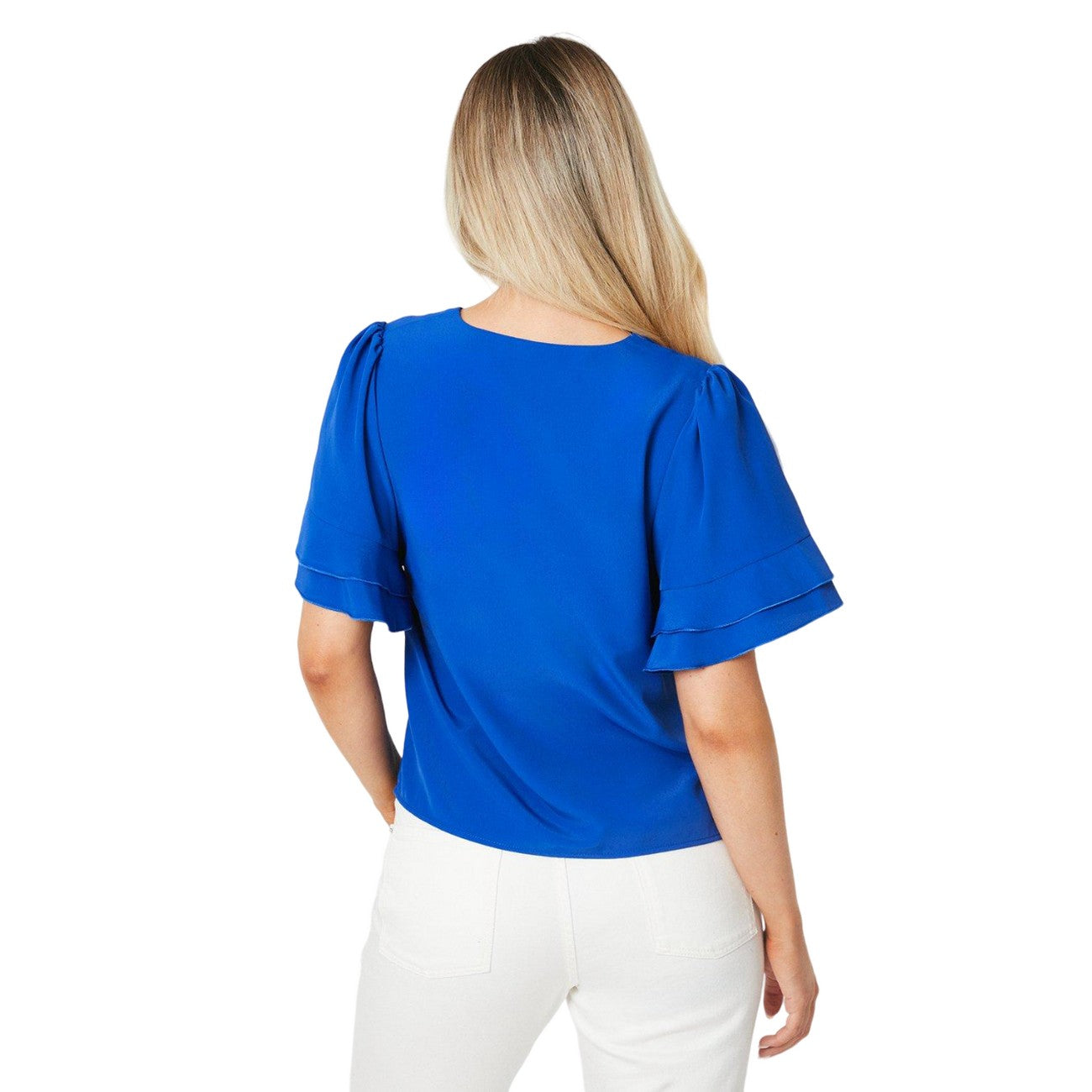 Cobalt - Back - Dorothy Perkins Womens-Ladies Frilled V Neck Flutter Blouse