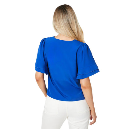 Cobalt - Back - Dorothy Perkins Womens-Ladies Frilled V Neck Flutter Blouse