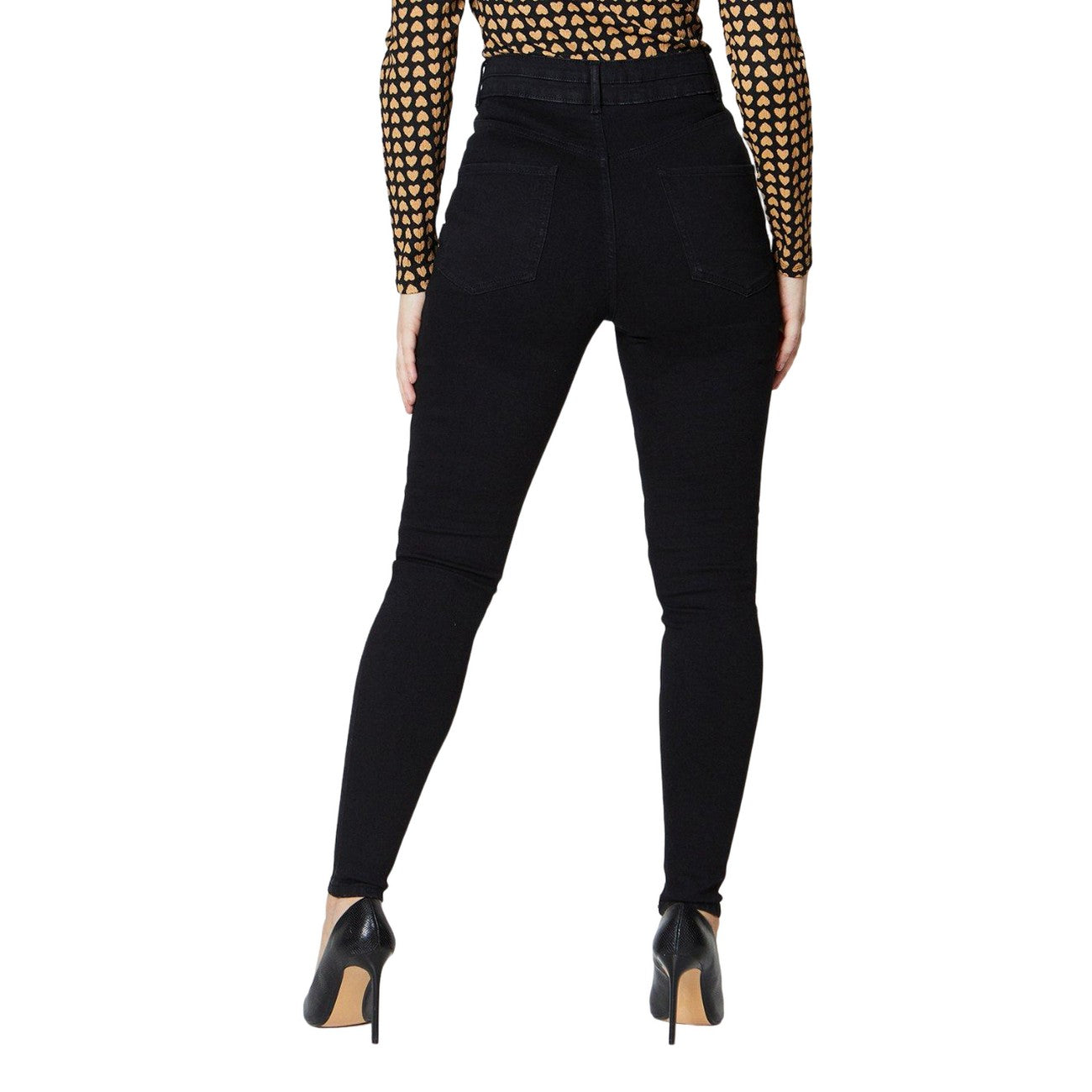 Black - Back - Dorothy Perkins Womens-Ladies Double Waist Detail Skinny Jeans