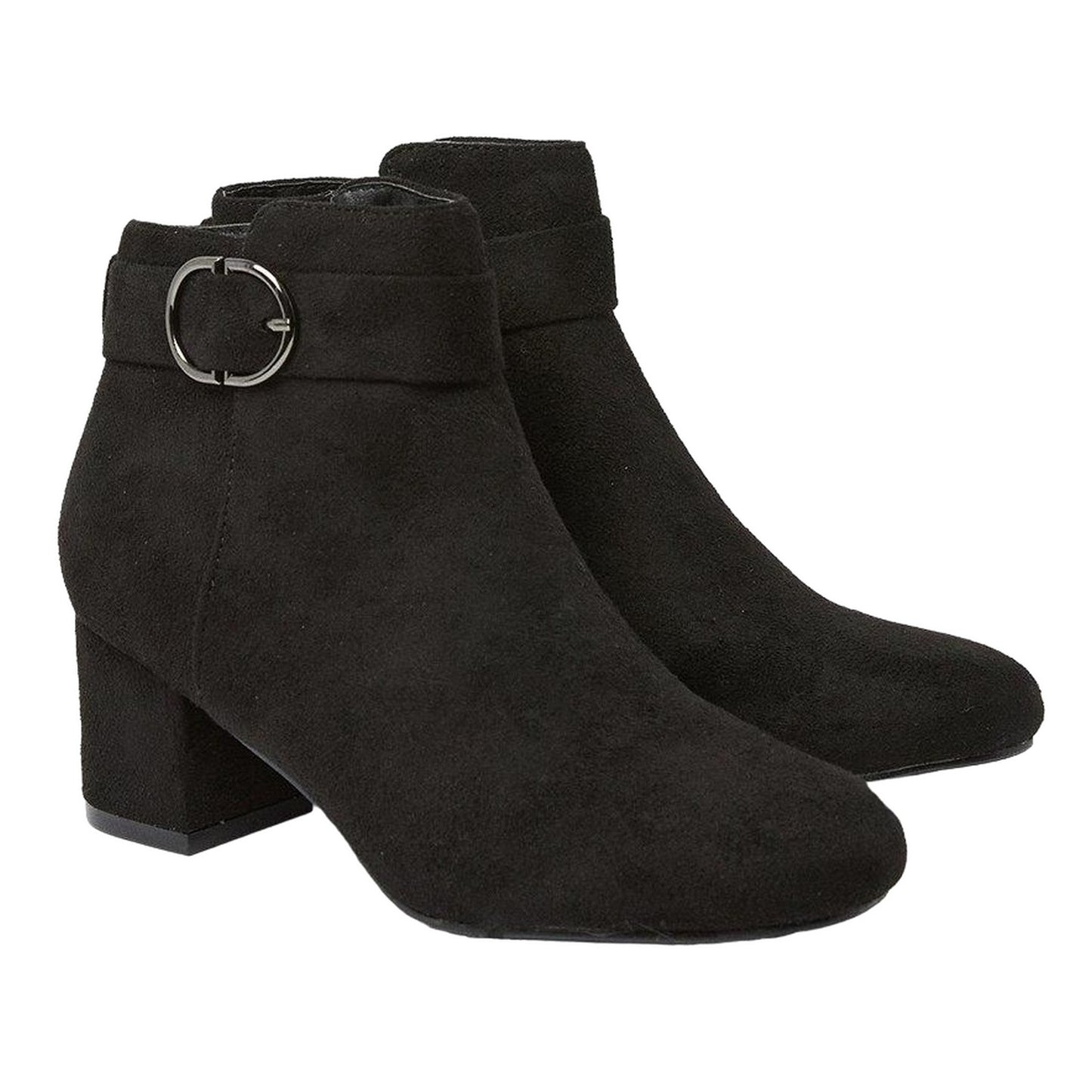 Natural Black - Front - Good For The Sole Womens-Ladies Mariya Buckle Detail Wide Ankle Boots