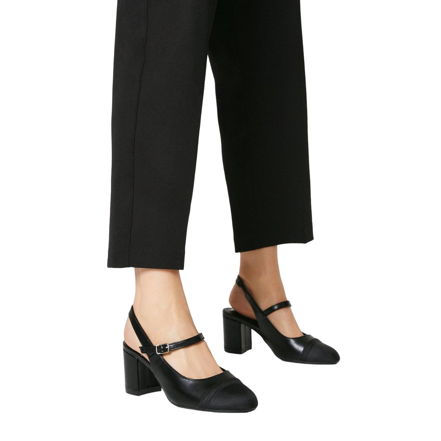 Black - Side - Dorothy Perkins Womens-Ladies High Block Heel Court Shoes