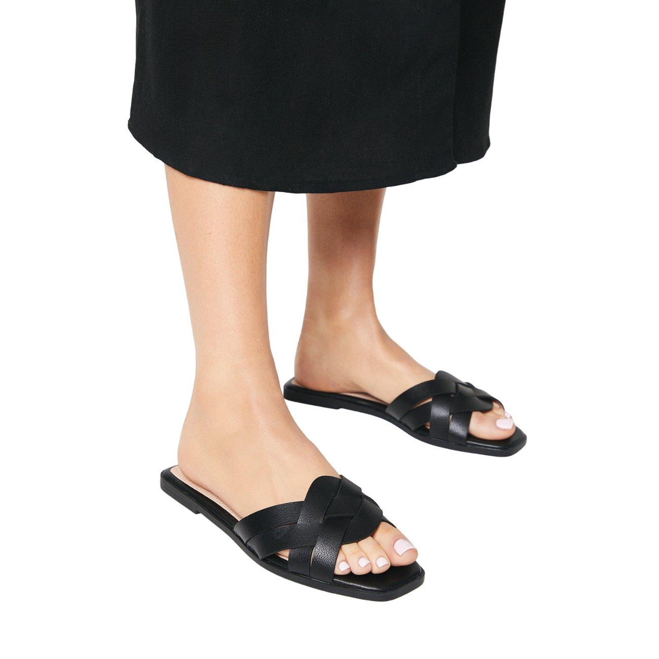 Black - Side - Dorothy Perkins Womens-Ladies Fiji Lattice Flat Flip Flops
