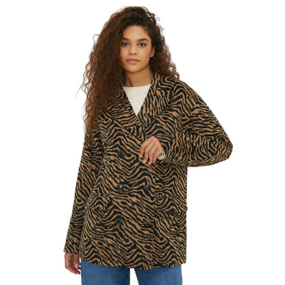 Brown - Front - Dorothy Perkins Womens-Ladies Animal Print Double-Breasted Tall Coat