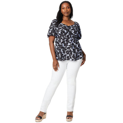 Blue-Black - Side - Dorothy Perkins Womens-Ladies Floral Front Tie Curved Top