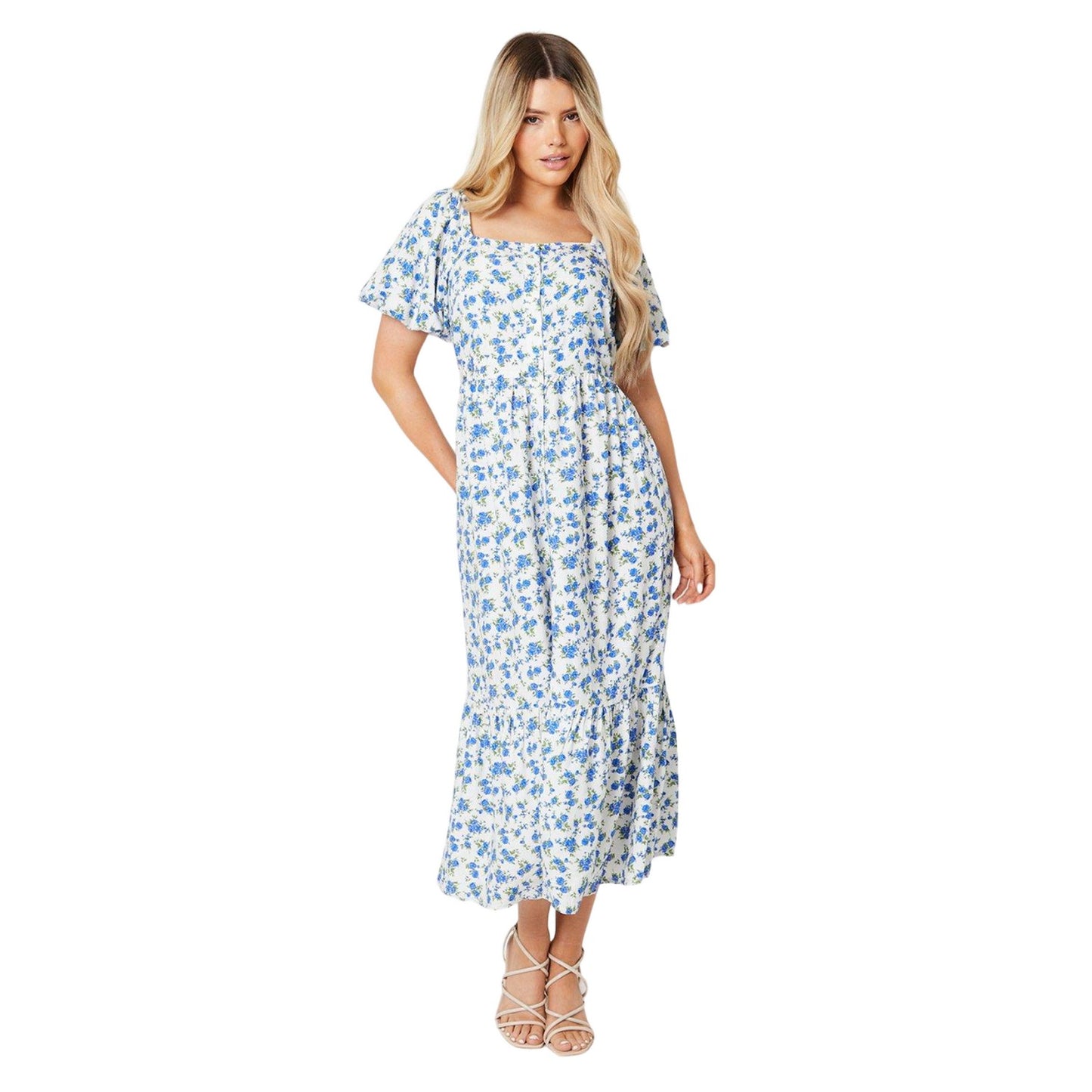Ivory - Front - Dorothy Perkins Womens-Ladies Ditsy Print Button Front Midi Dress