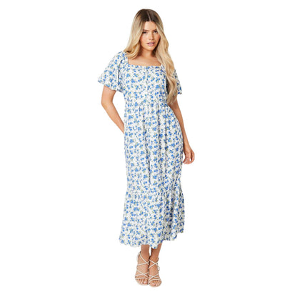 Ivory - Front - Dorothy Perkins Womens-Ladies Ditsy Print Button Front Midi Dress
