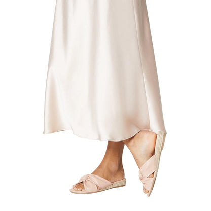 Blush - Side - Good For The Sole Womens-Ladies Harper Knotted Soft Wide Low Heel Wedge Mules