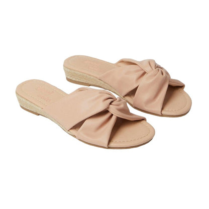 Blush - Front - Good For The Sole Womens-Ladies Harper Knotted Soft Wide Low Heel Wedge Mules