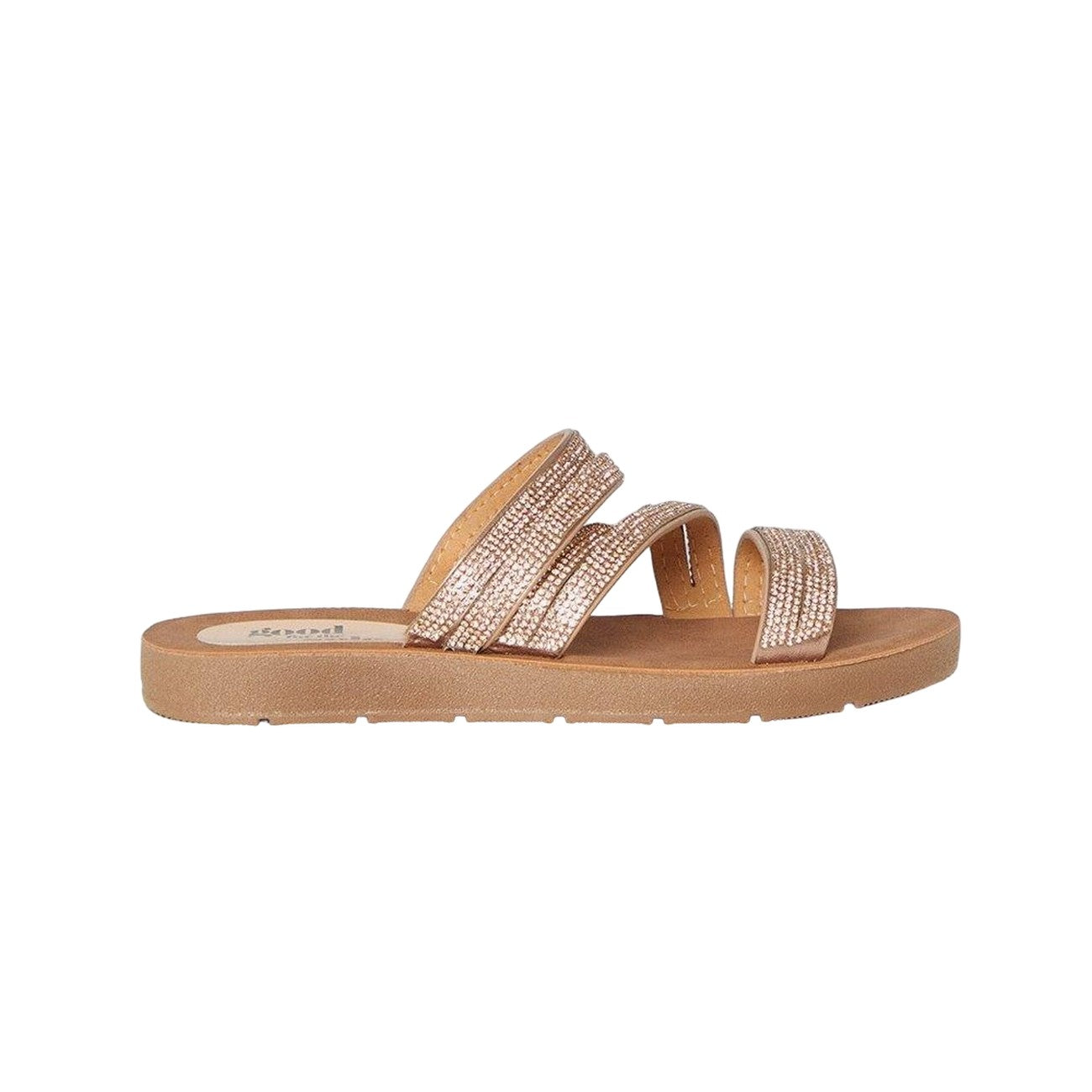 Rose Gold - Back - Good For The Sole Womens-Ladies Monika Diamante Low Heel Sandals