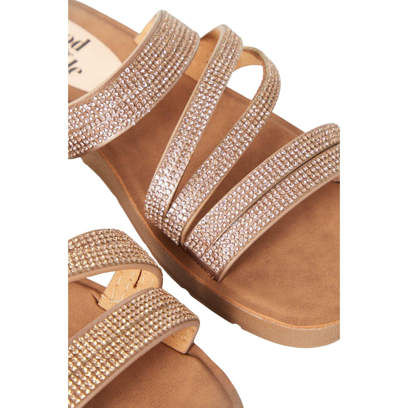 Rose Gold - Side - Good For The Sole Womens-Ladies Monika Diamante Low Heel Sandals