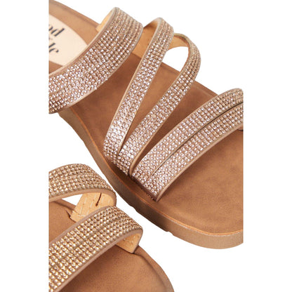 Rose Gold - Side - Good For The Sole Womens-Ladies Monika Diamante Low Heel Sandals