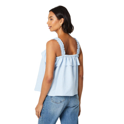 Blue - Back - Dorothy Perkins Womens-Ladies Gingham Strappy Frill Top