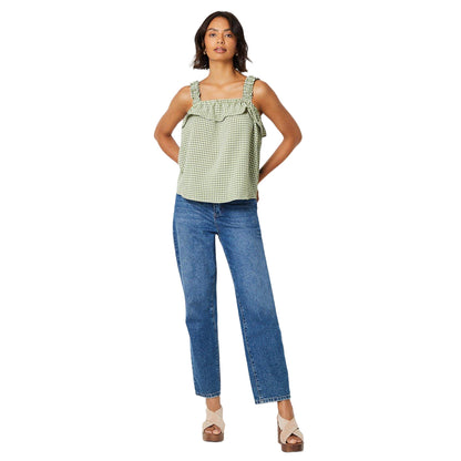 Green - Lifestyle - Dorothy Perkins Womens-Ladies Gingham Strappy Frill Top