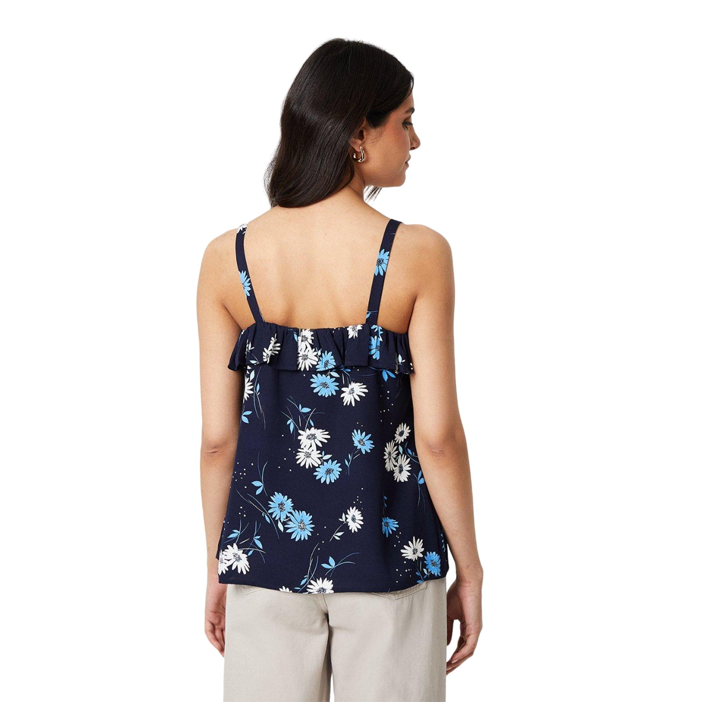 Navy - Back - Dorothy Perkins Womens-Ladies Ruffled Strappy Top