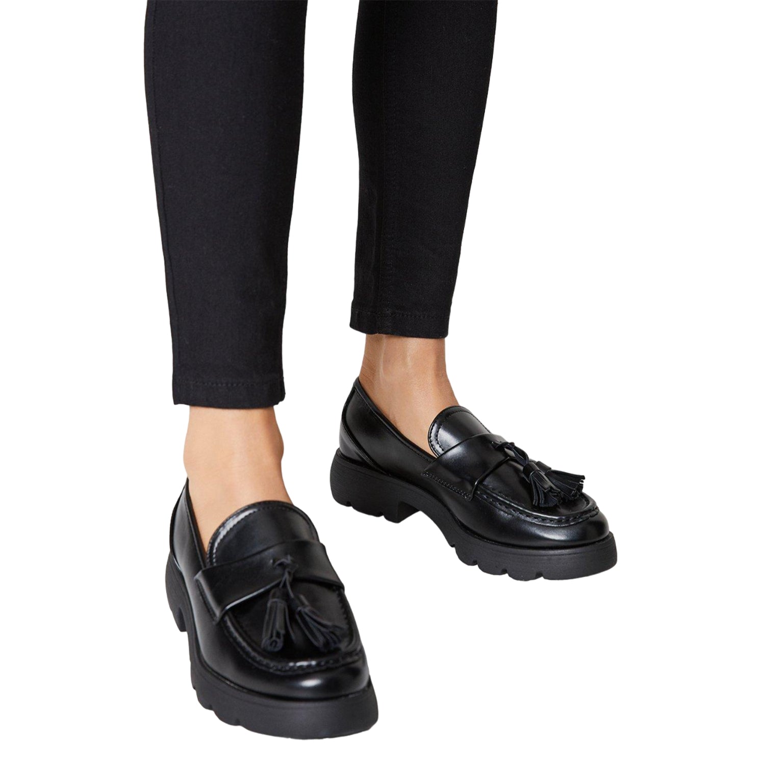 Black - Side - Faith Womens-Ladies Nala Tassel Loafers