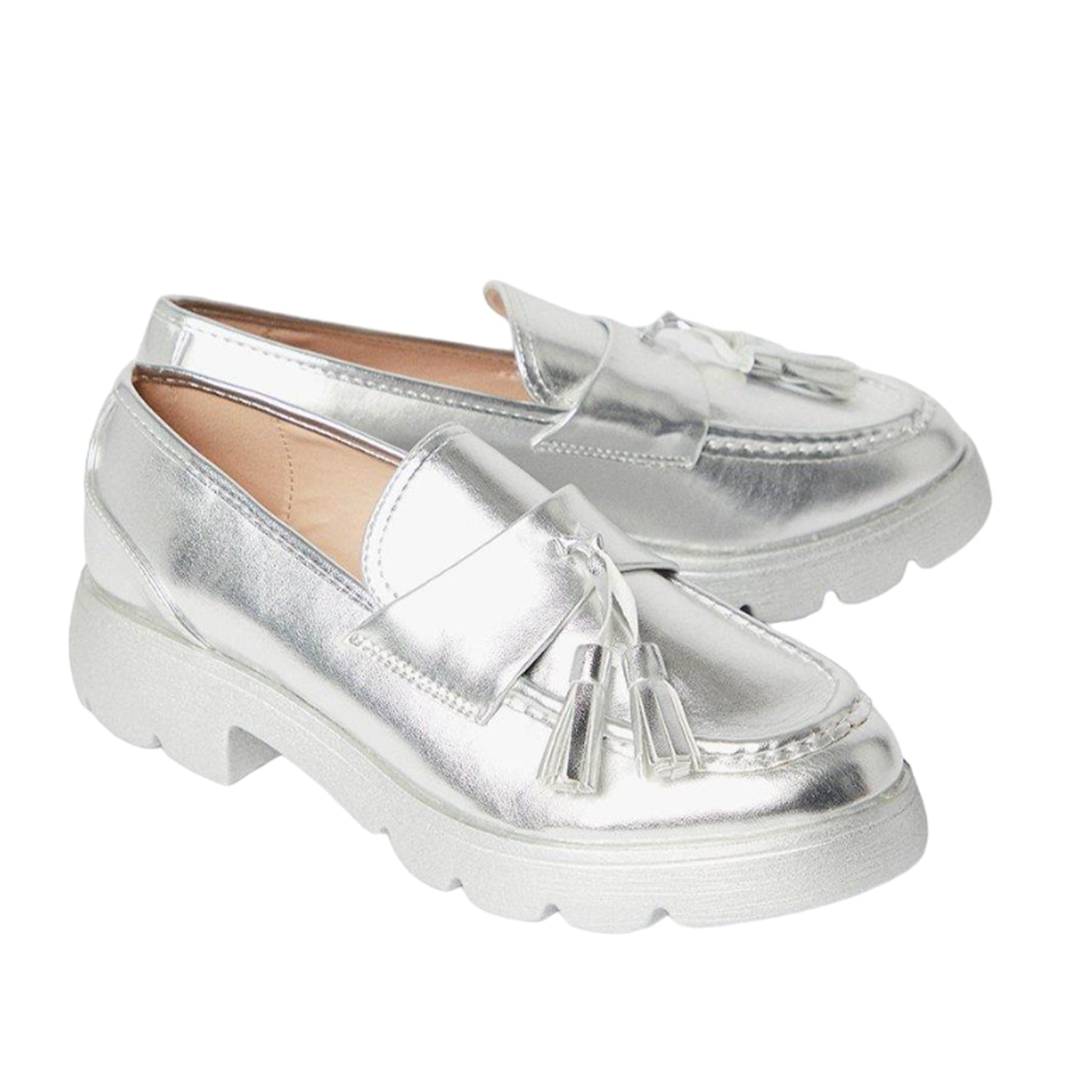 Silver - Front - Faith Womens-Ladies Nala Tassel Loafers
