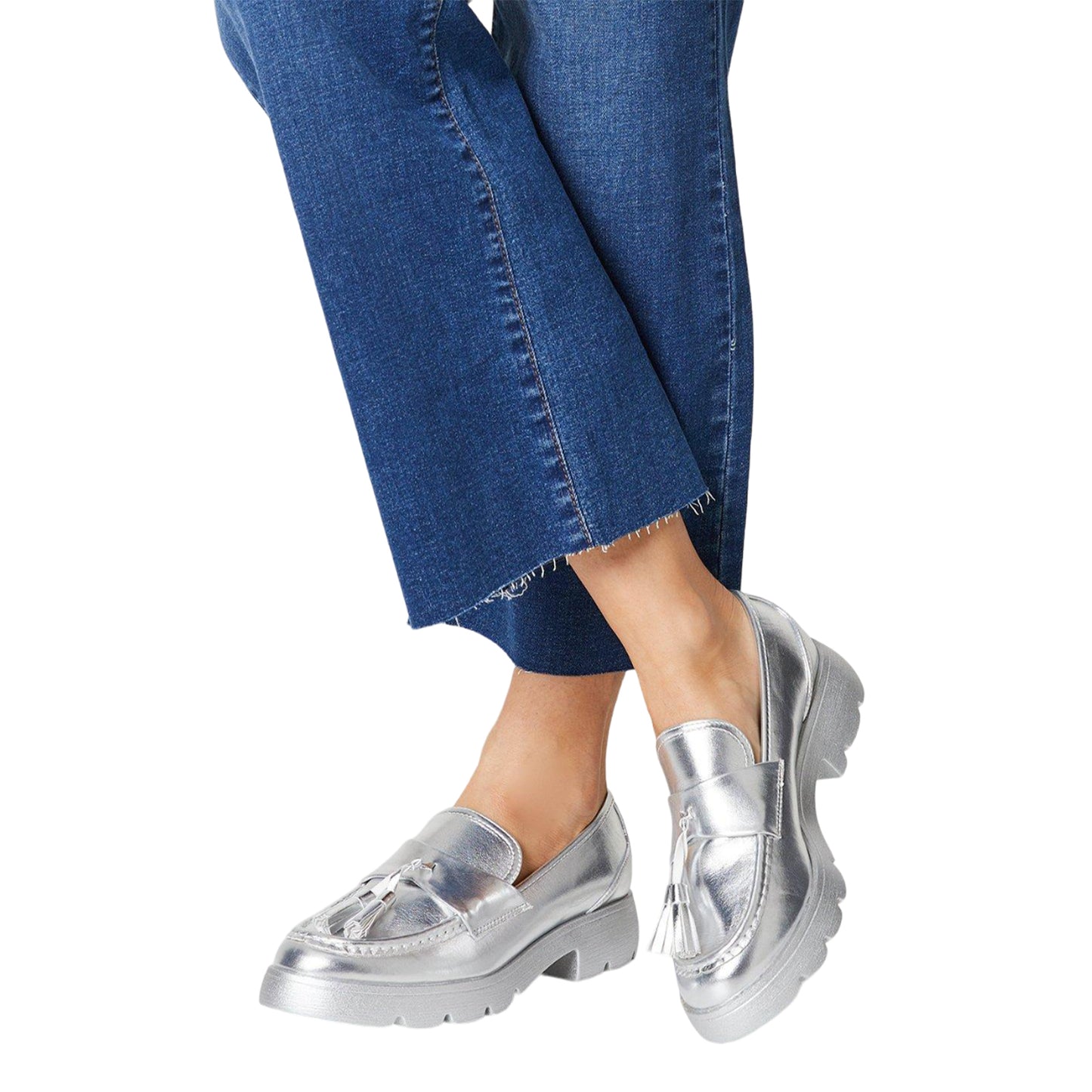 Silver - Side - Faith Womens-Ladies Nala Tassel Loafers