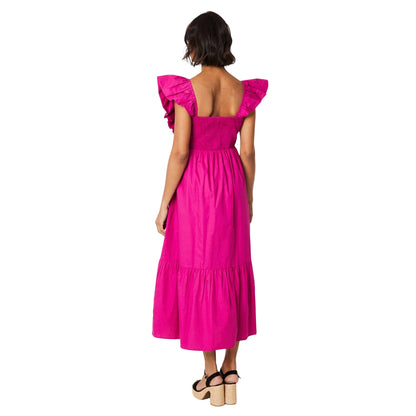 Purple - Back - Dorothy Perkins Womens-Ladies Shirred Ruffle Midi Dress