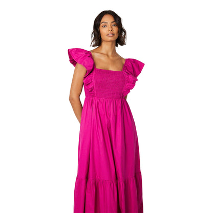 Purple - Side - Dorothy Perkins Womens-Ladies Shirred Ruffle Midi Dress