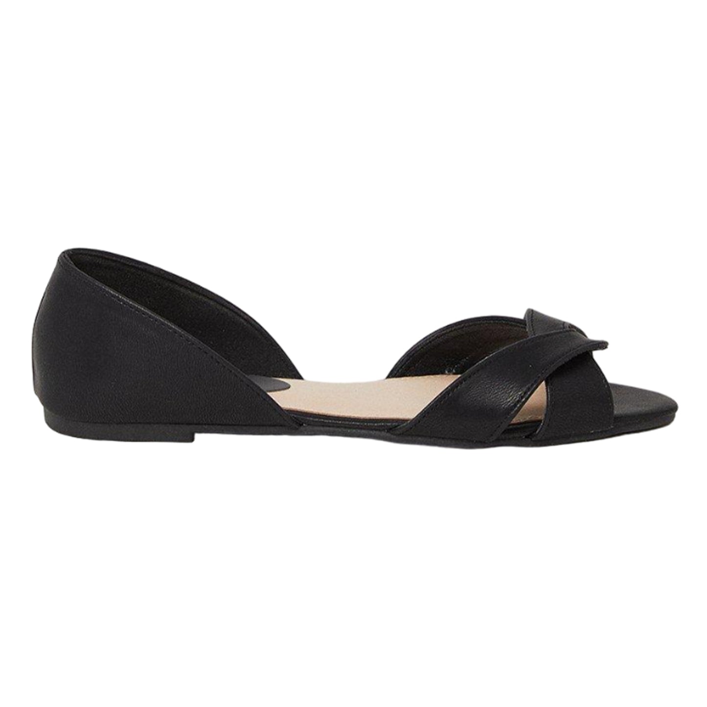Black - Back - Faith Womens-Ladies Maddie Open Toe Ballerina Flats