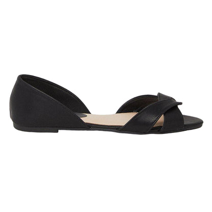 Black - Back - Faith Womens-Ladies Maddie Open Toe Ballerina Flats