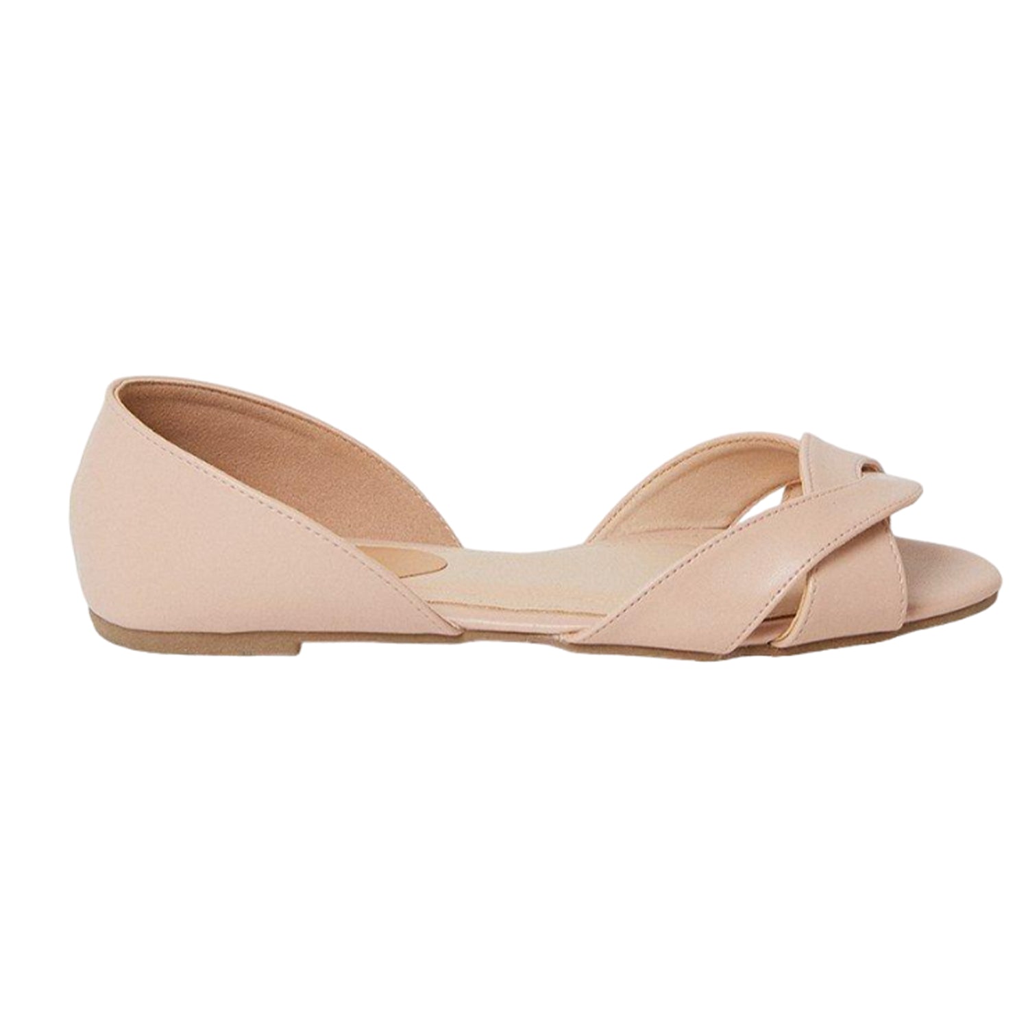 Blush - Back - Faith Womens-Ladies Maddie Open Toe Ballerina Flats