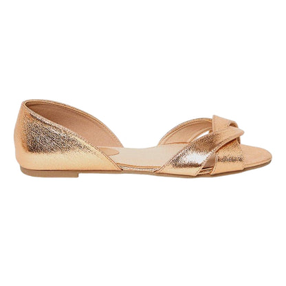 Rose Gold - Back - Faith Womens-Ladies Maddie Open Toe Ballerina Flats
