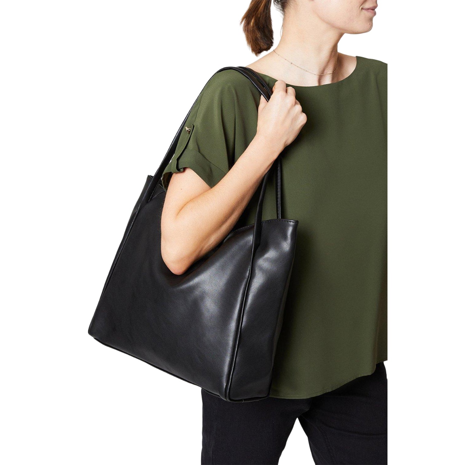 Black - Side - Dorothy Perkins Womens-Ladies Teddi Shopper Bag