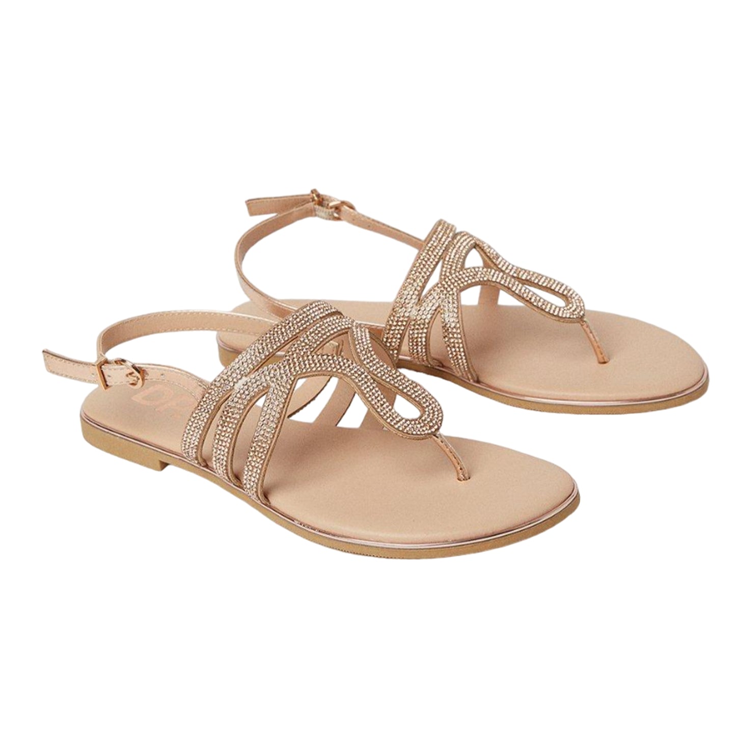 Blush - Front - Dorothy Perkins Womens-Ladies Frida Embellished Wide Sandals
