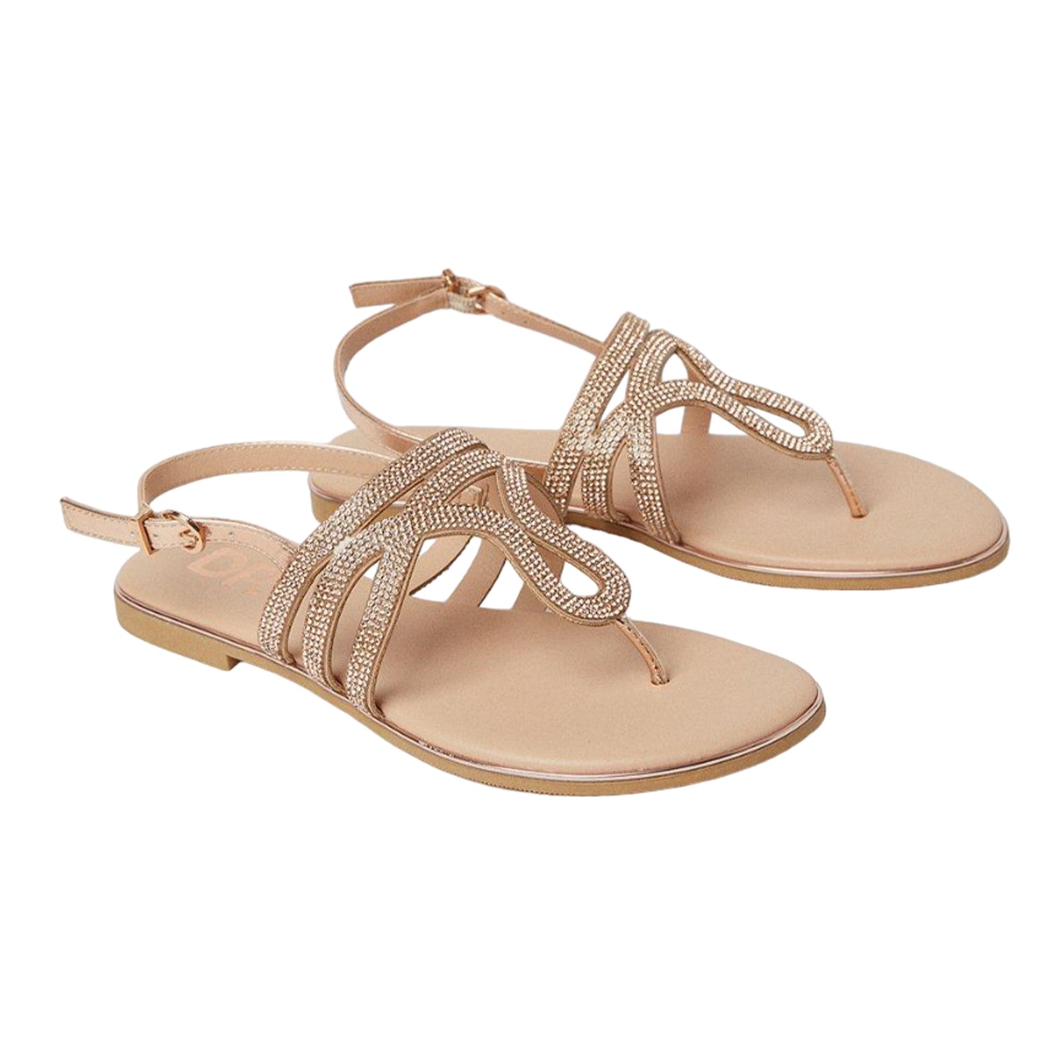 Blush - Front - Dorothy Perkins Womens-Ladies Frida Embellished Wide Sandals