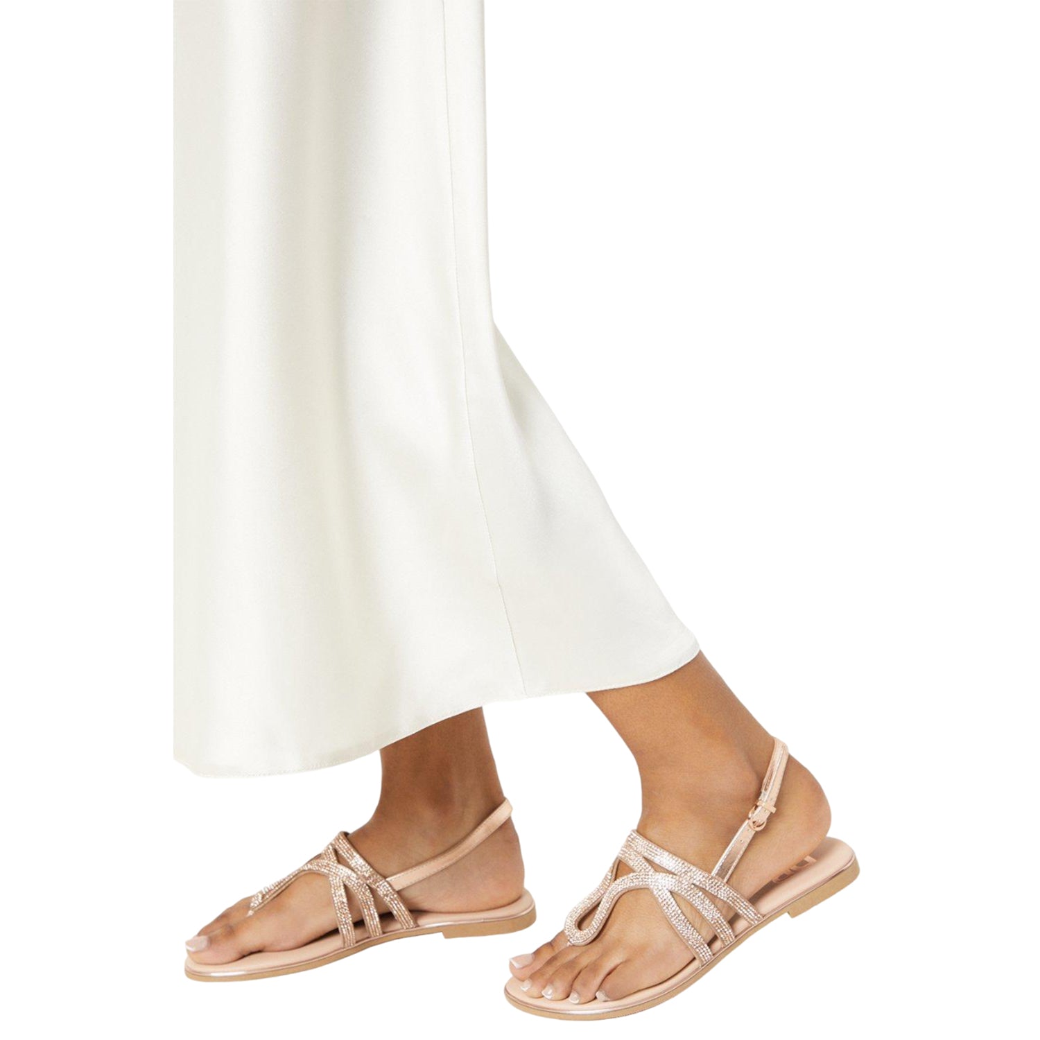 Blush - Side - Dorothy Perkins Womens-Ladies Frida Embellished Wide Sandals