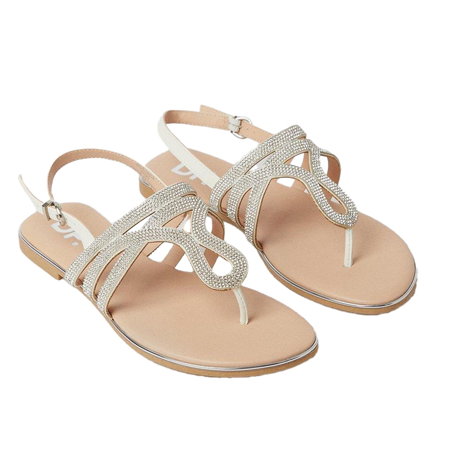 White - Front - Dorothy Perkins Womens-Ladies Frida Embellished Wide Sandals