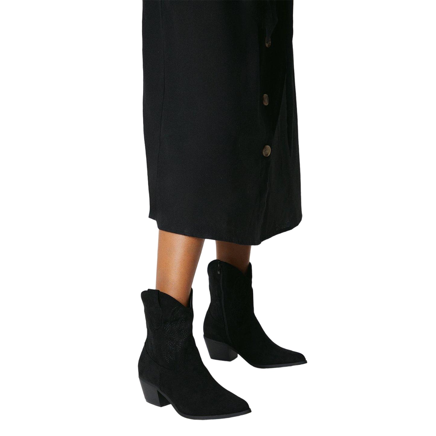 Natural Black - Side - Faith Womens-Ladies Anita Embroidered Western Boots