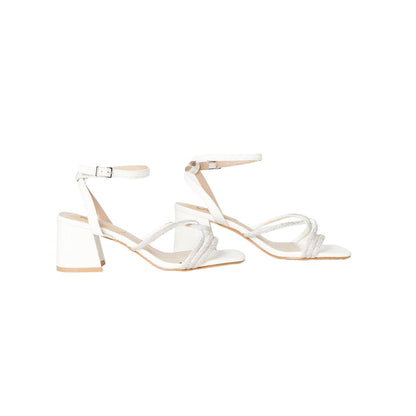 White - Front - Dorothy Perkins Womens-Ladies Selene Diamante Medium Block Heel Sandals
