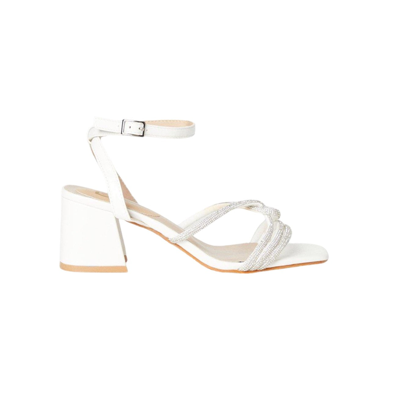 White - Back - Dorothy Perkins Womens-Ladies Selene Diamante Medium Block Heel Sandals