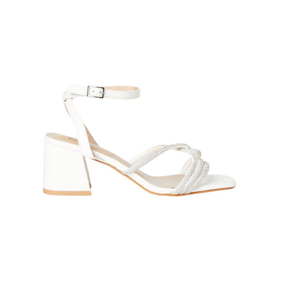 White - Back - Dorothy Perkins Womens-Ladies Selene Diamante Medium Block Heel Sandals