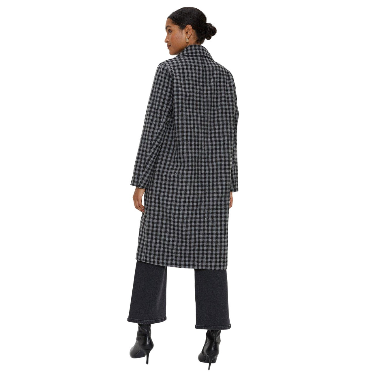 Grey - Back - Dorothy Perkins Womens-Ladies Checked Dolly Coat