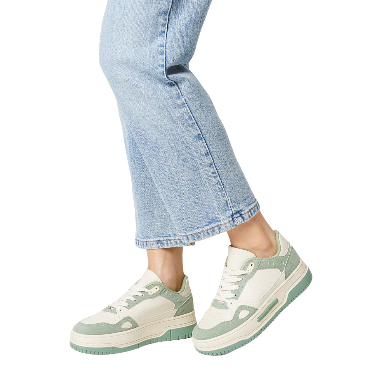 Green - Side - Faith Womens-Ladies Harlem Two Tone Trainers