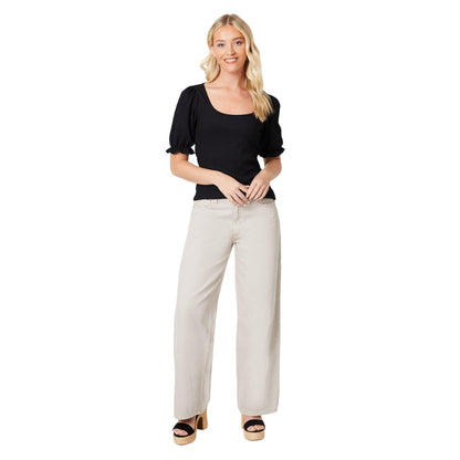Black - Side - Dorothy Perkins Womens-Ladies Scoop Neck Short-Sleeved Top