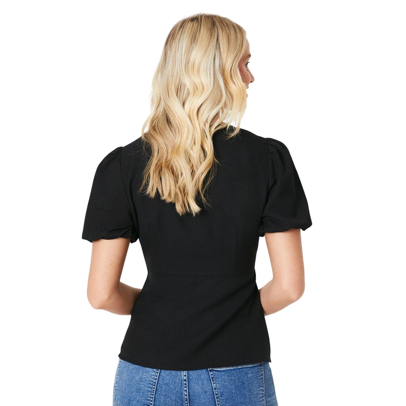 Black - Back - Dorothy Perkins Womens-Ladies Button Through Short-Sleeved Blouse