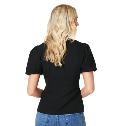 Black - Back - Dorothy Perkins Womens-Ladies Button Through Short-Sleeved Blouse