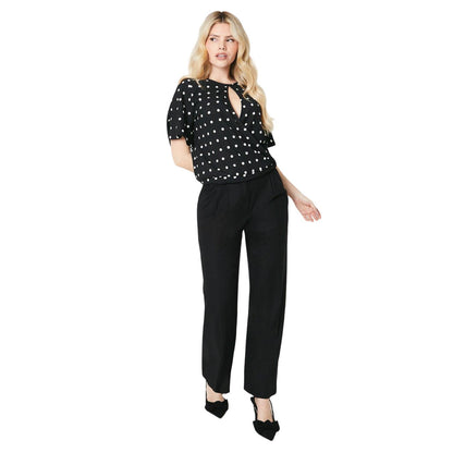 Black - Side - Dorothy Perkins Womens-Ladies Banded Hem Angel Sleeve Top