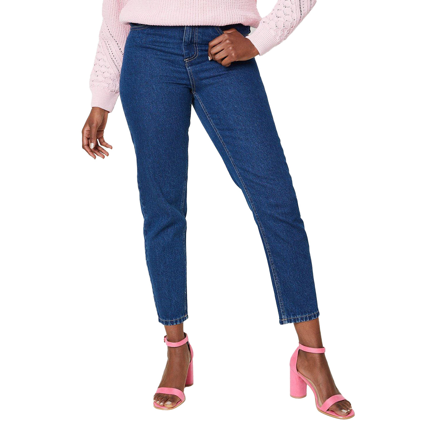 Indigo - Front - Dorothy Perkins Womens-Ladies Relaxed Mom Jeans